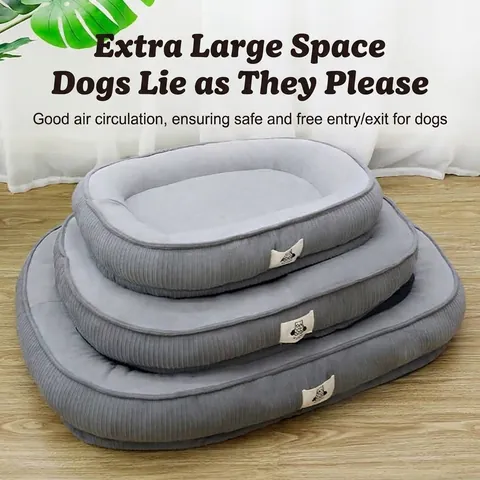 Soft Plush Detachable Dog Bed With Raised Neck Protection Warm Corduroy Pet Bed For Corgi Shiba Inu Puppy Four Seasons