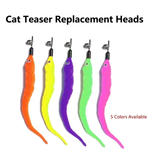 Cabezal de Repuesto de Varita de Gato Oruga de Peluche Con Cascabel Juguete de Oruga Interactiva para Gatitos Juego Interior
