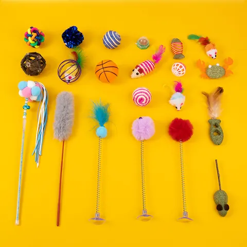 Colección de Juguetes Interactivos para Gatos Ratón de Sisal Varita de Plumas Bola de Hierba Gatera Campana Tumbler Juguetes Molares para Gatito