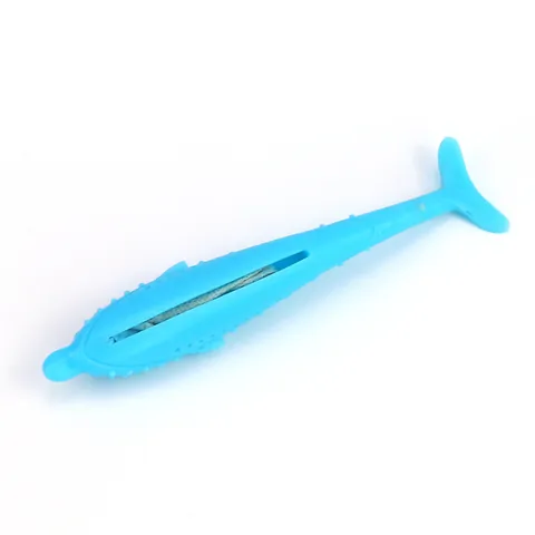 Giocattolo per Gatti in Silicone con Erba Gatta a Forma di Pesce per la Pulizia dei Denti Bastoncino a Forma di Delfino Rosa Rosso Bianco