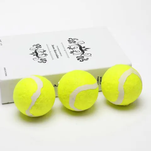 Jouet Balle de Tennis pour Chien Durable Balle d'Entraînement en Caoutchouc à Haute Élasticité Jouet à Mâcher Résistant aux Morsures Jaune Fluorescent