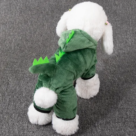 Disfraz de Dinosaurio para Mascotas Terciopelo de Coral Ropa para Perros Gatos Lindo Atuendo de Transformación Sudadera Cálida de Invierno