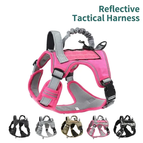 Tactical Dog Harness Reflective No-Pull Pet Vest With Handle Adjustable Nylon Training Harness For Medium Large Dogs