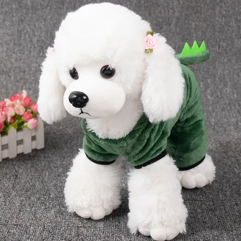Disfraz de Dinosaurio para Mascotas Terciopelo de Coral Ropa para Perros Gatos Lindo Atuendo de Transformación Sudadera Cálida de Invierno