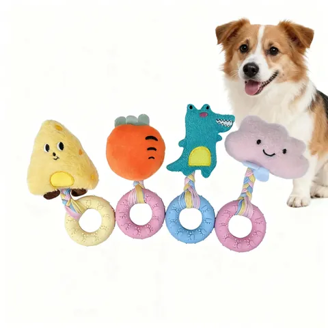 Giocattolo di Peluche Sonoro per Animali Domestici Motivo Formaggio Carota Coccodrillo Anello da Masticare per Cani Sollievo dalla Noia Giocattolo Interattivo