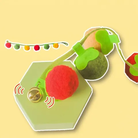 Simulation Persimmon Cat Teaser Stick Plush Toy With Bell And Catnip Hanging Suction Cup Design For Indoor Kittens Fun