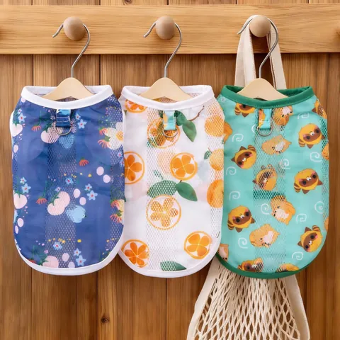 Gilet Respirant d'Été pour Chat Vêtements en Maille pour Animaux pour Chatons Petits Chiens Anti Perte de Poils Imprimé