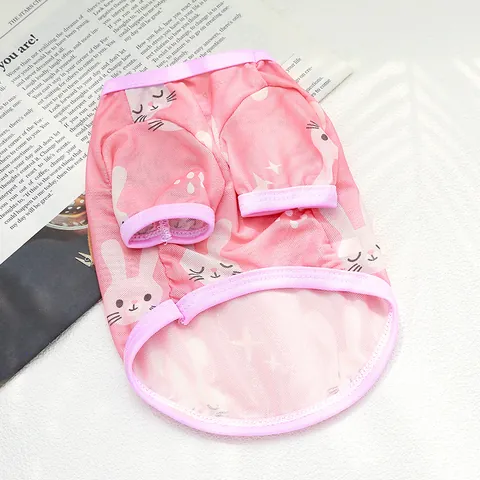Summer Breathable Mesh Pet Vest For Small Dogs Cats Cartoon Bear Rabbit Printed Cute Puppy Kitten Clothing Top