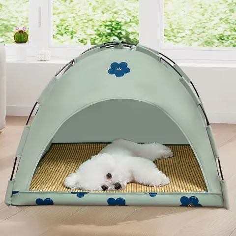 Huisdierentent Hondenmand Kattenhuis Draagbare Halfgesloten Polyester Bench Met Mat Voor Kleine Honden En Katten