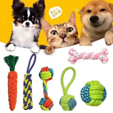 Collezione di Giocattoli da Masticare per Cani in Corda di Cotone Intrecciata Pulizia dei Denti Addestramento Interattivo per Cani