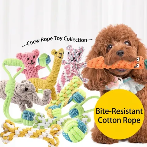 Collezione di Giocattoli da Masticare per Cani in Corda di Cotone Intrecciata Pulizia dei Denti Addestramento Interattivo per Cani