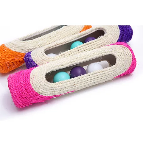 Durable Natural Sisal Cat Scratcher Roller Toy With Three Internal Bell Balls For Claw Grinding Interactive Playing Pet Accessory