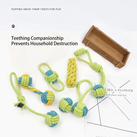 Cotton Rope Braided Pet Dog Chew Toys Collection Dental Cleaning Teething Molar Interactive Training Toys For Small Medium Dogs