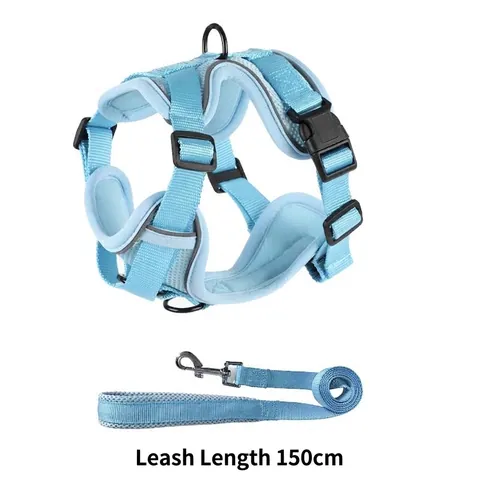 Reflective Breathable Pet Dog Harness And Leash Set Escape Proof Polyester Mesh Vest For Small Medium Dogs Walking Training Outdoor