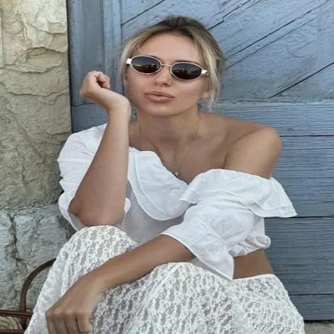 Women Elegant Off Shoulder Ruffle Blouse Sexy Diagonal Collar Crop Top White Solid Color Summer Fashion Shirt Top