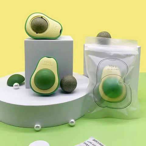 Rotating Avocado Catnip Ball Cat Toy Natural Catnip Wall Mounted Cat Chew Toy For Teeth Cleaning Healthy Digestion Kitten Entertainment