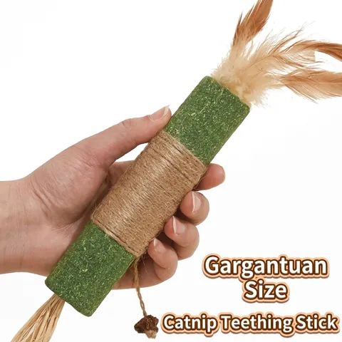 Bastone Gigante in Erba Gatta Naturale e Silvervine per Gatti Giocattolo per la Pulizia dei Denti con Corda in Canapa