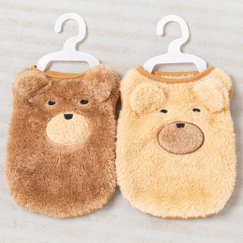 Fleece Pet Hoodie Pullover Bear Design For Small Dogs Cats Autumn Winter Warm Teddy Dog Vest Outfits Casual Daily Apparel
