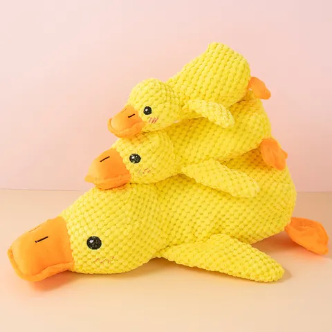 Simulation Yellow Duck Plush Pet Toy Squeaky Molar Teeth Cleaning Boredom Relief Toy For Dogs Cats Cute Duck Shape Stuffed Animal Toy