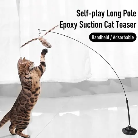 Saugnapf Katzenangel Spielzeug Mit Flexiblem Stahldraht Und Federglocke Handgeführtes Interaktives Katzenspielzeug Für Innenkatzen
