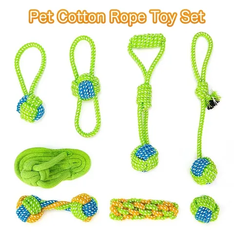 Ensemble De Jouets À Mâcher Pour Chien En Corde De Coton Tressée Durable Styles Assortis Pour Le Nettoyage Des Dents Entraînement Des Chiots Jouets Interactifs