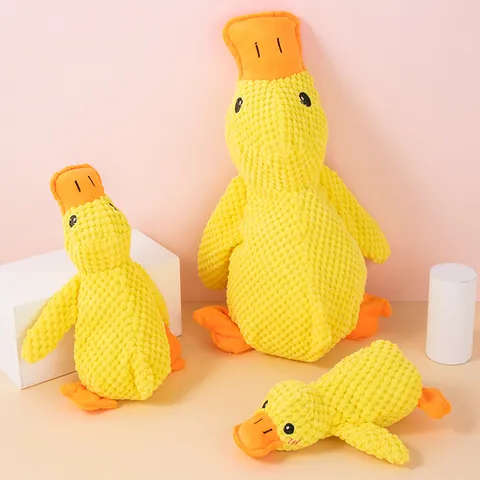 Simulation Yellow Duck Plush Pet Toy Squeaky Molar Teeth Cleaning Boredom Relief Toy For Dogs Cats Cute Duck Shape Stuffed Animal Toy