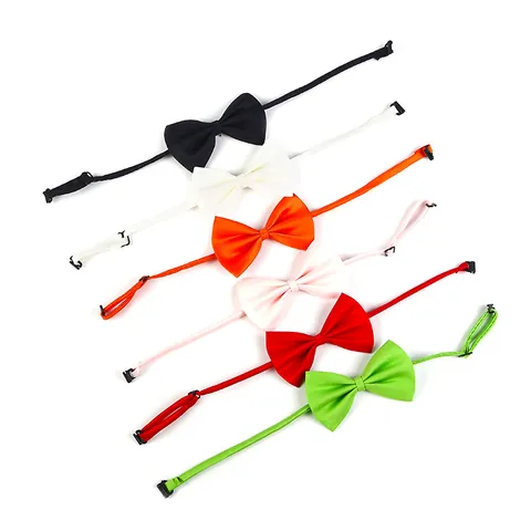 Adjustable Pet Bow Tie For Dogs Cats Solid Color Fabric Necktie Bowknot Grooming Accessory Puppy Kitten Holiday Party Decoration