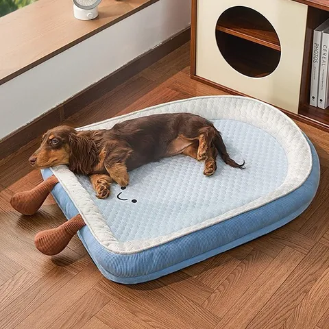 Summer Cooling Pet Bed Mat Washable Breathable Dog Sofa Ice Silk Soft Puppy Cushion Blue Popsicle Design For Dogs Cats