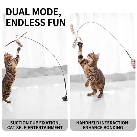 Saugnapf Katzenangel Spielzeug Mit Flexiblem Stahldraht Und Federglocke Handgeführtes Interaktives Katzenspielzeug Für Innenkatzen