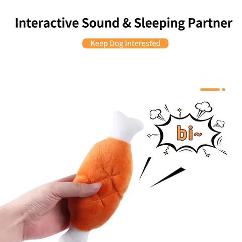 Squeaky Chicken Leg Plush Dog Toy Bite Resistant Stuffed Simulation Food Drumstick Sounding Interactive Training Pet Toy