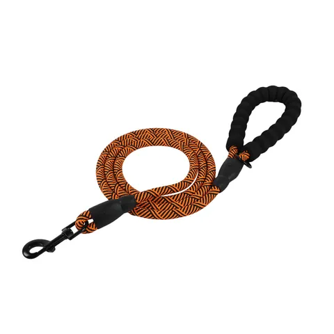 Durable Polypropylene Braided Dog Leash With Soft Foam Handle For Comfort Machine Woven Heavy Duty Metal Hook Striped Pet Walking Leash For Dogs