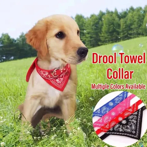 Printed Paisley Pet Bandana Collar Adjustable PU Leather Dog Scarf With Metal D-Ring For Small Medium Dogs Cats Pet Supplies