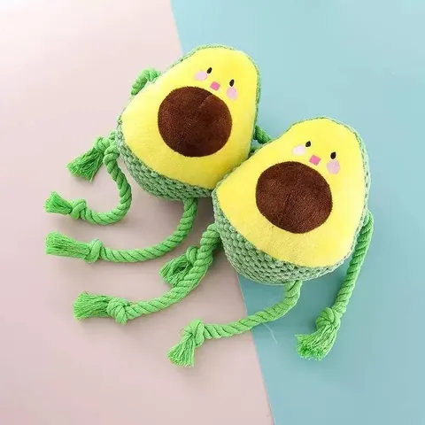 Plush Avocado Dog Toy Bite-Resistant Cotton Rope Chew Toy Cartoon Fruit Stuffed Animal Pet Supplies For Teeth Cleaning