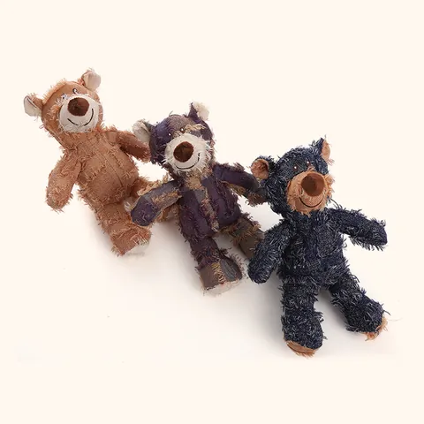 Beggar Bear Plush Dog Squeaky Toy Bite Resistant Molar Chew Toy Interactive Stuffed Animal Pet Supplies For Small Medium Dogs