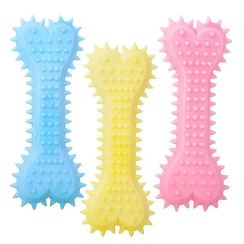 Jouet Os de Chien Durable en TPR avec Pointes et Cœur pour Mâcheurs Agressifs Nettoyage des Dents Articles pour Chiots