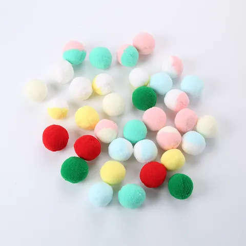 Interactive Plush Cat Toy Balls Soft Macaron Two-Tone Chasing Toy For Boredom Relief Christmas Gift For Indoor Cats