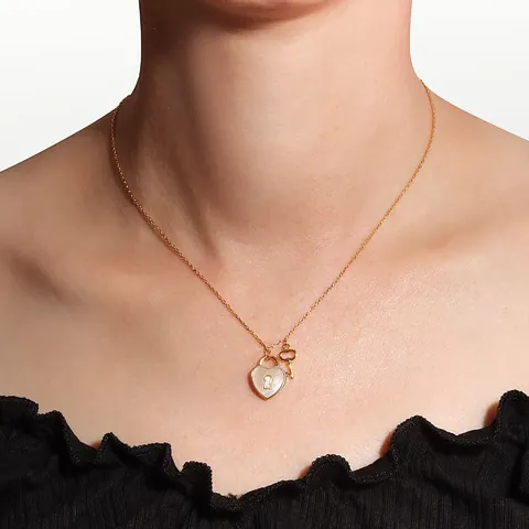 925 Sterling Zilveren Hartslot En Sleutel Hanger Ketting Voor Vrouwen Romantische Kunstparelmoer Inleg Minimalistische Sieraden