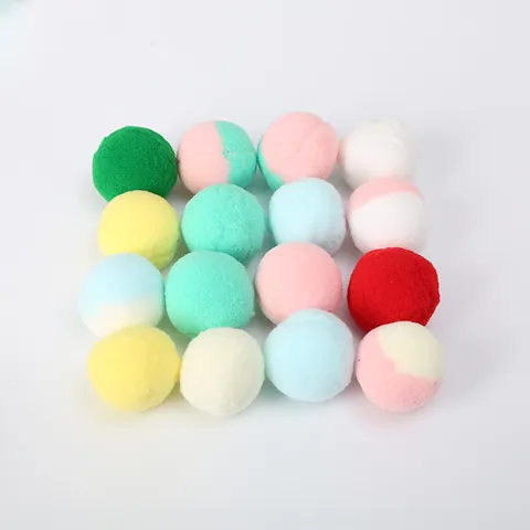 Interactive Plush Cat Toy Balls Soft Macaron Two-Tone Chasing Toy For Boredom Relief Christmas Gift For Indoor Cats