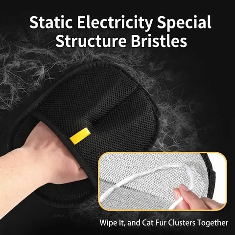 Pet Hair Remover Glove Dual Sided Electrostatic Lint Brush Reusable Pet Fur Grooming Tool For Dogs Cats Clothes Furniture