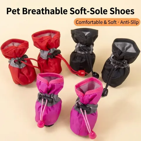 Zapatos Antideslizantes para Mascotas Perros Pequeños Gatos Reflectante Forro Polar Cálido Cordón Ajustable Suela Blanda Botas para Cachorros Protección Exterior