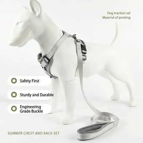 Reflective Breathable Pet Dog Harness And Leash Set Escape Proof Polyester Mesh Vest For Small Medium Dogs Walking Training Outdoor