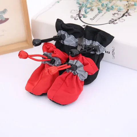 Zapatos Antideslizantes para Mascotas Perros Pequeños Gatos Reflectante Forro Polar Cálido Cordón Ajustable Suela Blanda Botas para Cachorros Protección Exterior
