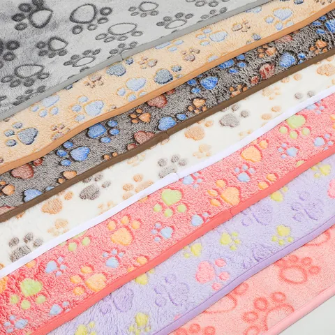 Soft Flannel Pet Blanket Warm Thickened Dog Cat Sleep Mat Cute Paw Print Elephant Pattern Puppy Kitten Nap Rug Bed Cover