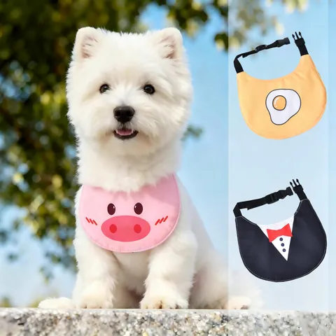 Asciugamano per Saliva per Cani Regolabile Bavaglino Cartone Animato Maiale Uovo Modello Sciarpa per Cuccioli per Cani Piccoli Medi