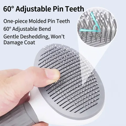 Self Cleaning Pet Brush for Cats and Dogs One-Click Hair Remover Shedding Tool Massage Grooming Comb with Non-Slip Handle