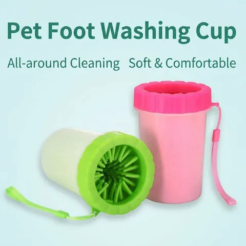 Portable Pet Paw Cleaner Foot Wash Cup With Soft Silicone Bristles 360 Degree Cleaning Tool For Dogs Cats Grooming Supplies With Lanyard