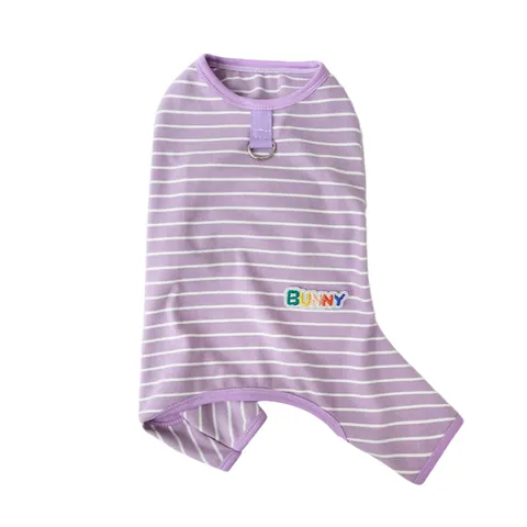 Soft Dralon Striped Pet Jumpsuit Four Legged Dog Pajamas Warm Cat Bodysuit Elastic Puppy Base Layer Clothes For Small Medium Dogs Winter