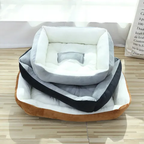 Soft Rectangle Dog Bed With Bone Pillow Four Seasons Universal Washable Pet Nest For Large Medium Small Dogs Cats PP Cotton Filling