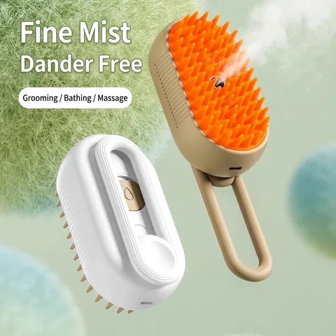 Electric Pet Spray Massage Comb 3 In 1 Steam Brush For Cats Dogs Shedding Grooming Cleaning Rechargeable Silicone Hair Remover