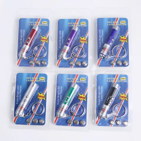 Portable 2-in-1 LED Laser Cat Teaser Toy Interactive Pet Training Tool with Keyring Aluminum Alloy Mini Pointer for Indoor Cats Fun